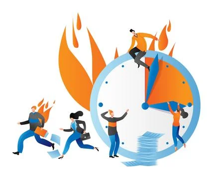 Time management problem, business deadline at alarm clock banner vector Stock Illustration