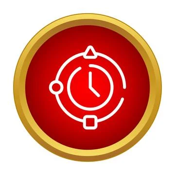 Time management process icon on red background Stock Illustration