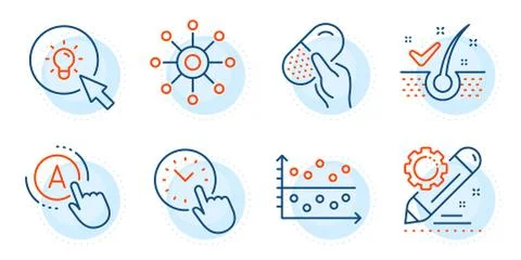 Time management, Project edit and Capsule pill icons set. Multichannel, Dot plot Ilustración de archivo