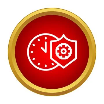 Time management protection icon on red background Stock Illustration