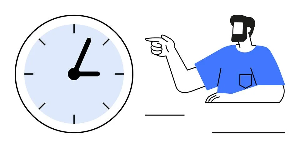 Time management, scheduling, productivity, punctuality, workplace discipline, Stock Illustration
