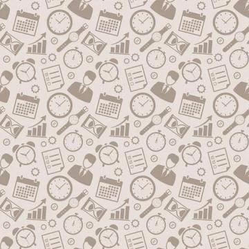 Time management seamless pattern. Stock Illustration