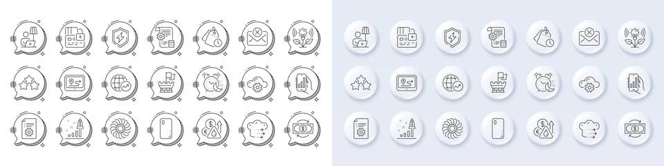 Time management, Shield and Cloud computing line icons. For web app, printing Illustrazione stock
