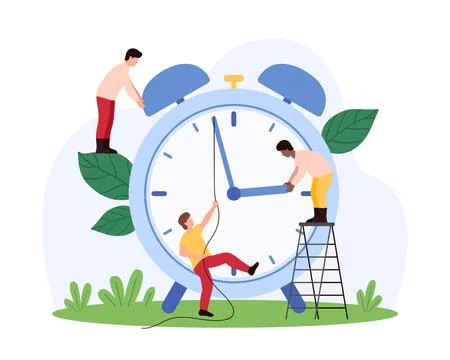 Time management strategy of tiny people, schedule accuracy and appointments Stock Illustration