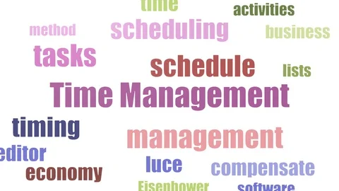 Time Management Tag Cloud Animated Isolated Stock Footage