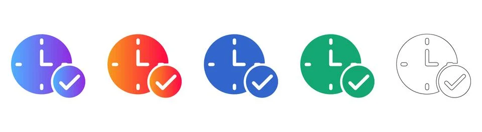 Time Management Task Completion Icon Set Stock Illustration