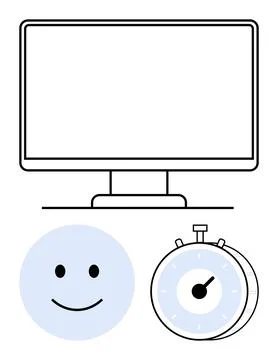 Time management, task efficiency, online work, user satisfaction, digital per Stock Illustration