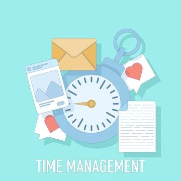 Time management tool concept, work efficiency. Stock Illustration