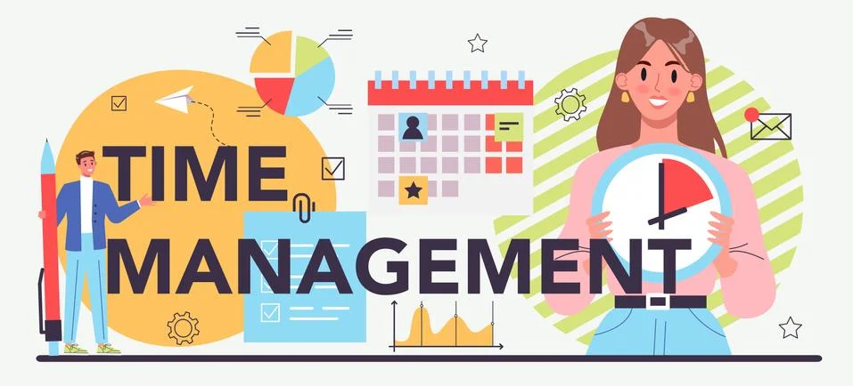 Time management typographic header. Setting a goal or target and following Stock Illustration