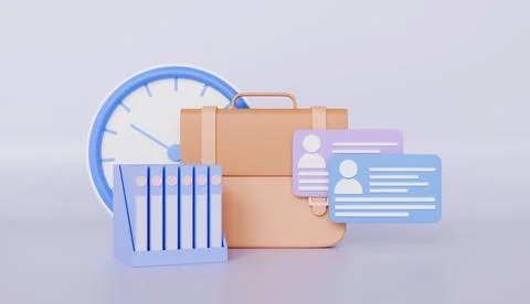 Time management with user profile document and bag Stock Illustration