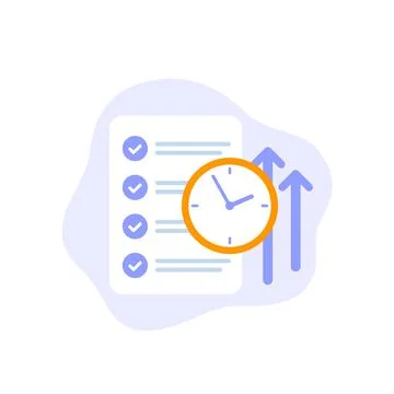 Time management vector icon with checklist イラスト素材
