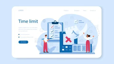 Time management web banner or landing page. Business people work Stock Illustration