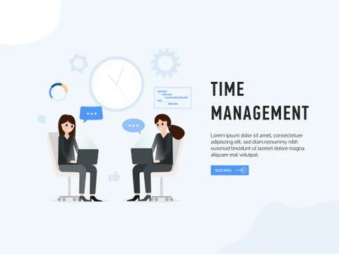 Time management web page poster Stock Illustration