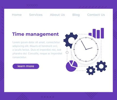 Time management, website vector template 스톡 일러스트