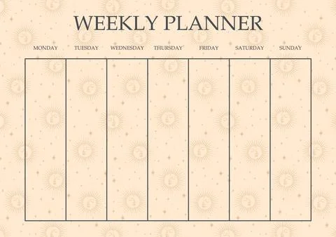 Time management weekly planner design in pastel colors Stock Illustration