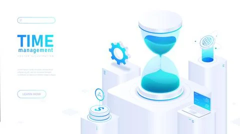 Time management white poster vector Stock Illustration