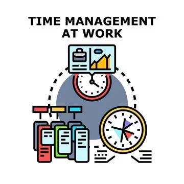 Time management at work organization and planning process vector イラスト素材