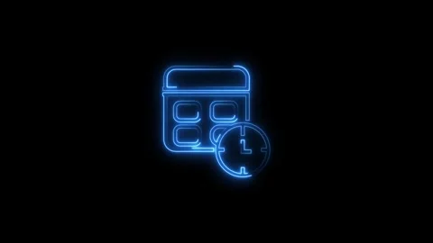 Time managements icon isolated. Calender icon and clock icon with neon line.. Stock Footage 293486236