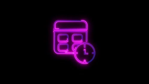Time managements icon isolated. Calender icon and clock icon with neon line.. 스톡 동영상 293486239