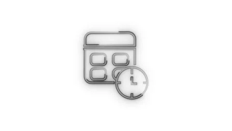 Time managements icon isolated. Calender icon and clock icon with neon line.. Stock Footage 293486243
