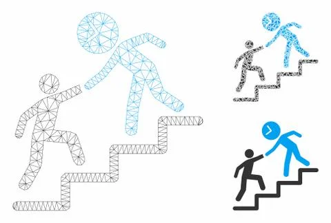 Time Manager Help Vector Mesh Network Model and Triangle Mosaic Icon Stock Illustration