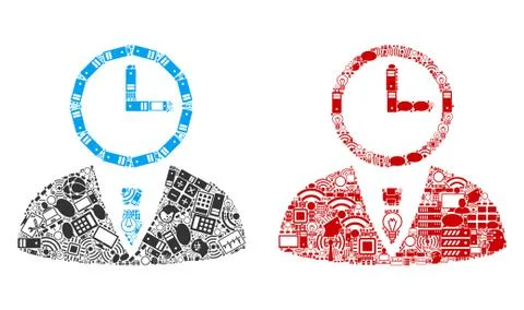 Time Manager Mosaic Icons for BigData Stock Illustration