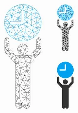 Time Manager Vector Mesh 2D Model and Triangle Mosaic Icon Illustrazione stock
