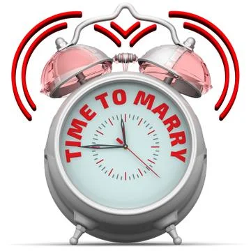 Time to marry. The alarm clock with text Illustration