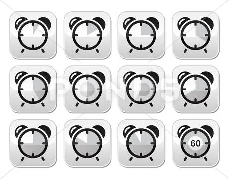 Time measure, clock vector buttons set 스톡 일러스트