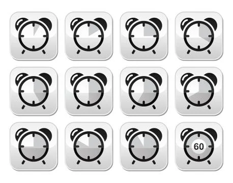 Time measure, clock vector buttons set Stock Illustration