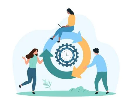 Time measurement of digital data update and reload, upgrade software by tiny Stock Illustration