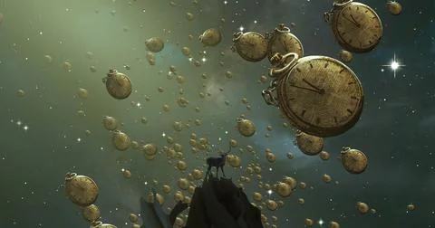 Time measurement theme. Imaginary world. Alternative realm. Stock Illustration