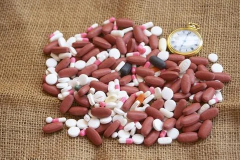 Time for medicine Stockfoto's