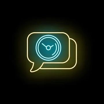 Time message in speech bubble icon neon Stock Illustration
