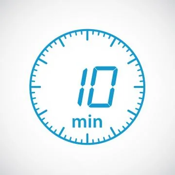 Time min 10 , clock, stopwatch isolated set icons. Label cooking time. Vector il Stock Illustration
