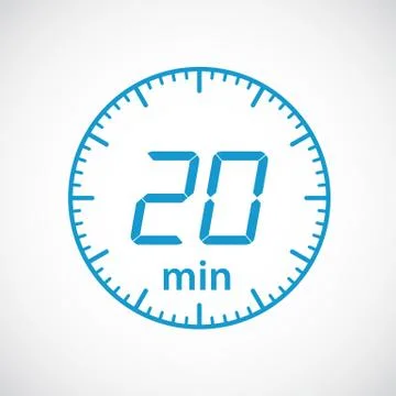 Time min 20 , clock, stopwatch isolated set icons. Label cooking time. Vector il Stock Illustration