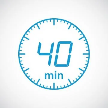 Time min 40 , clock, stopwatch isolated set icons. Label cooking time. Vector il Stock Illustration