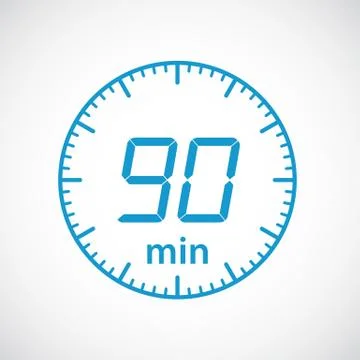 Time min 90 , clock, stopwatch isolated set icons. Label cooking time. Vector il Stock Illustration