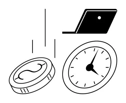 Time, Money, and Technology Balancing Modern Business Efficiency and Digita.. Stock Illustration