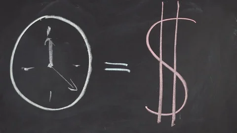 Time is money on chalkboard Stock Footage 84037244