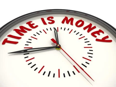 Time is money. Clock with text Stock Illustration