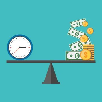Time is money concept. Flat design stylish. Isolated on color background Stock Illustration