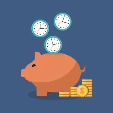 Time is money concept. Flat design. Isolated on color background Stock Illustration