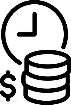 Time is Money Concept Icon Featuring a Minimalist Line Art Design of a Cloc.. Stock Illustration