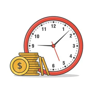 Time Is Money Concept Vector Icon Illustration. Clock And Money Flat Icon 스톡 일러스트