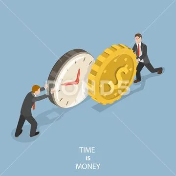Time Is Money Flat Isometric Vector Concept.