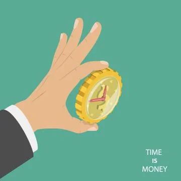 Time is money flat isometric vector concept Stock Illustration