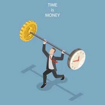 Time is money flat isometric vector concept. Stock Illustration