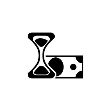 Time is Money, Hourglass with Dollars Solid Flat Vector Icon Isolated on Wh.. Stock Illustration
