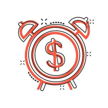 Time is money icon in comic style. Clock with dollar cartoon vector illustrat Illustrazione stock